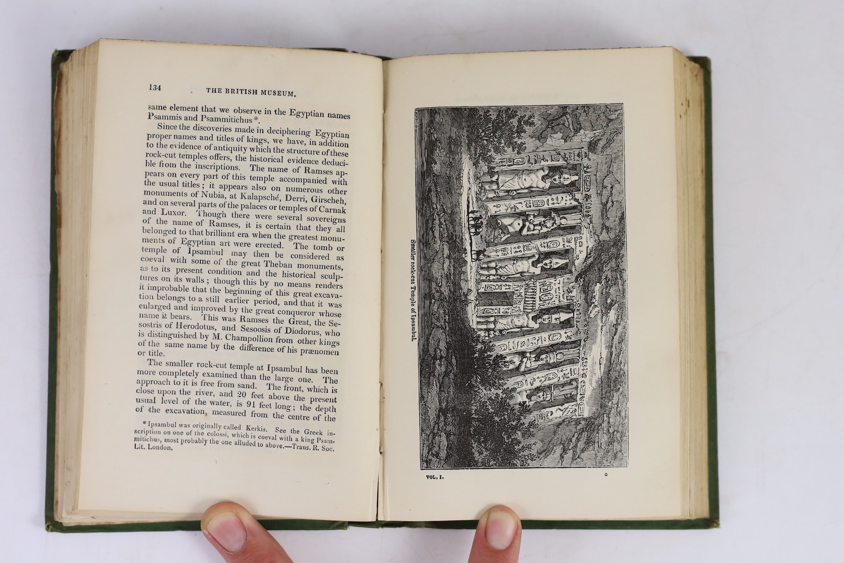 Long, George - The Egyptian Antiquities in the British Museum, 2 vols, 12mo, original green blind-stamped cloth, Nattali and Bond, London, 1846